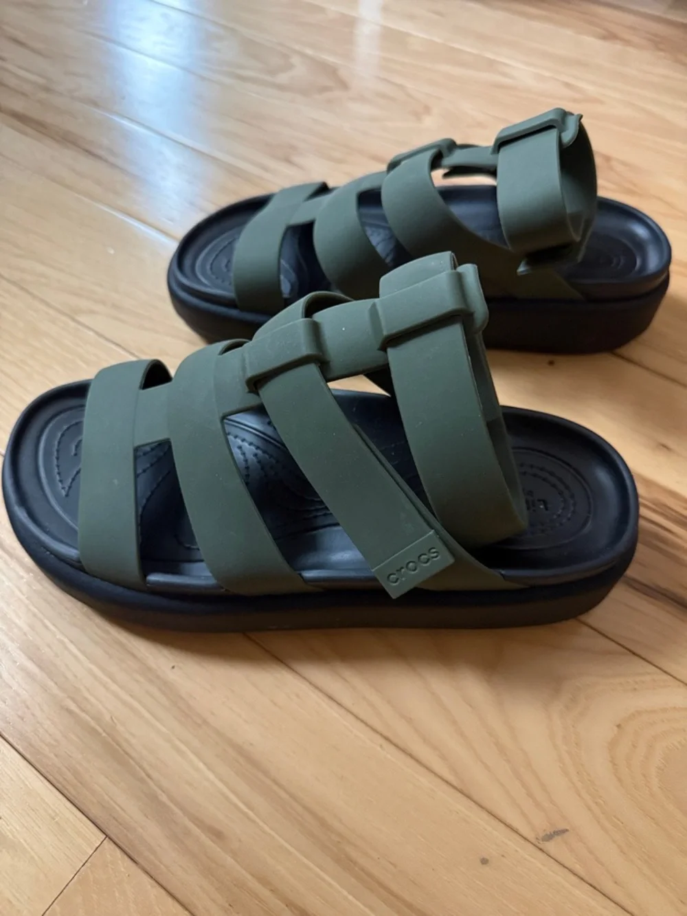 Crocs- Olive Green Strappy Jelly Sandals - Picture 4 of 7